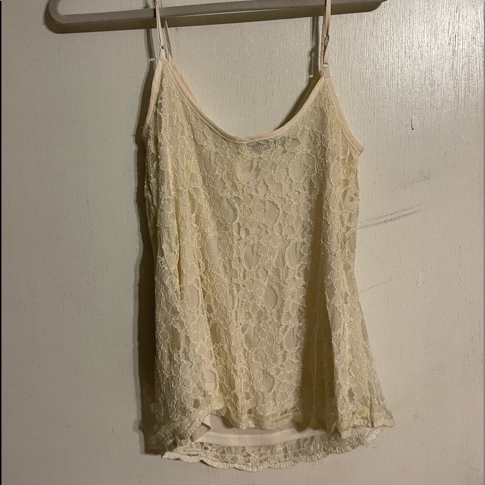 Maurices cream lace tank top